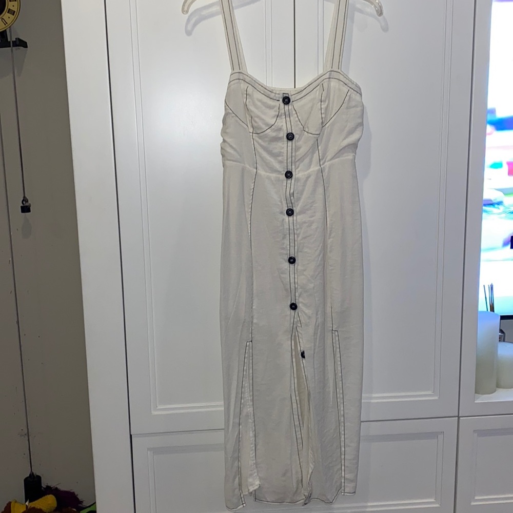 Le Lis White Button-Down Maxi Dress, SIZE S